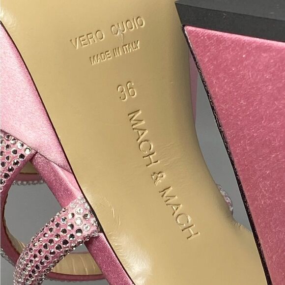 MACH & MACH Crystal-Embellished Satin Platform Sandals size 36 - Picture 12 of 12